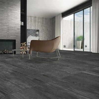 Ladrilho de piso com aparência de madeira cinza escuro （BASS WOOD D GREY）